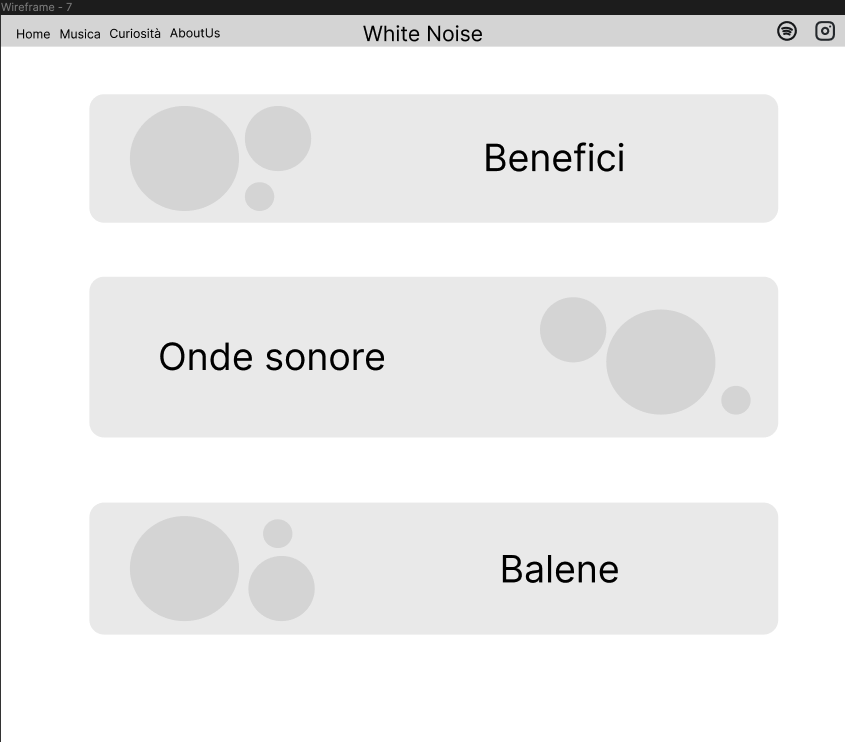 wireframe della pagina curiosity